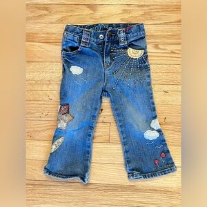 RARE Vintage Y2K Baby GAP Blue Kids Treehouse denim jeans with Embroidery
